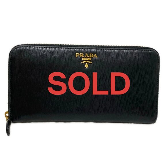 PRADA - Black Leather Long Wallet 191-070225 - Picture 1 of 8